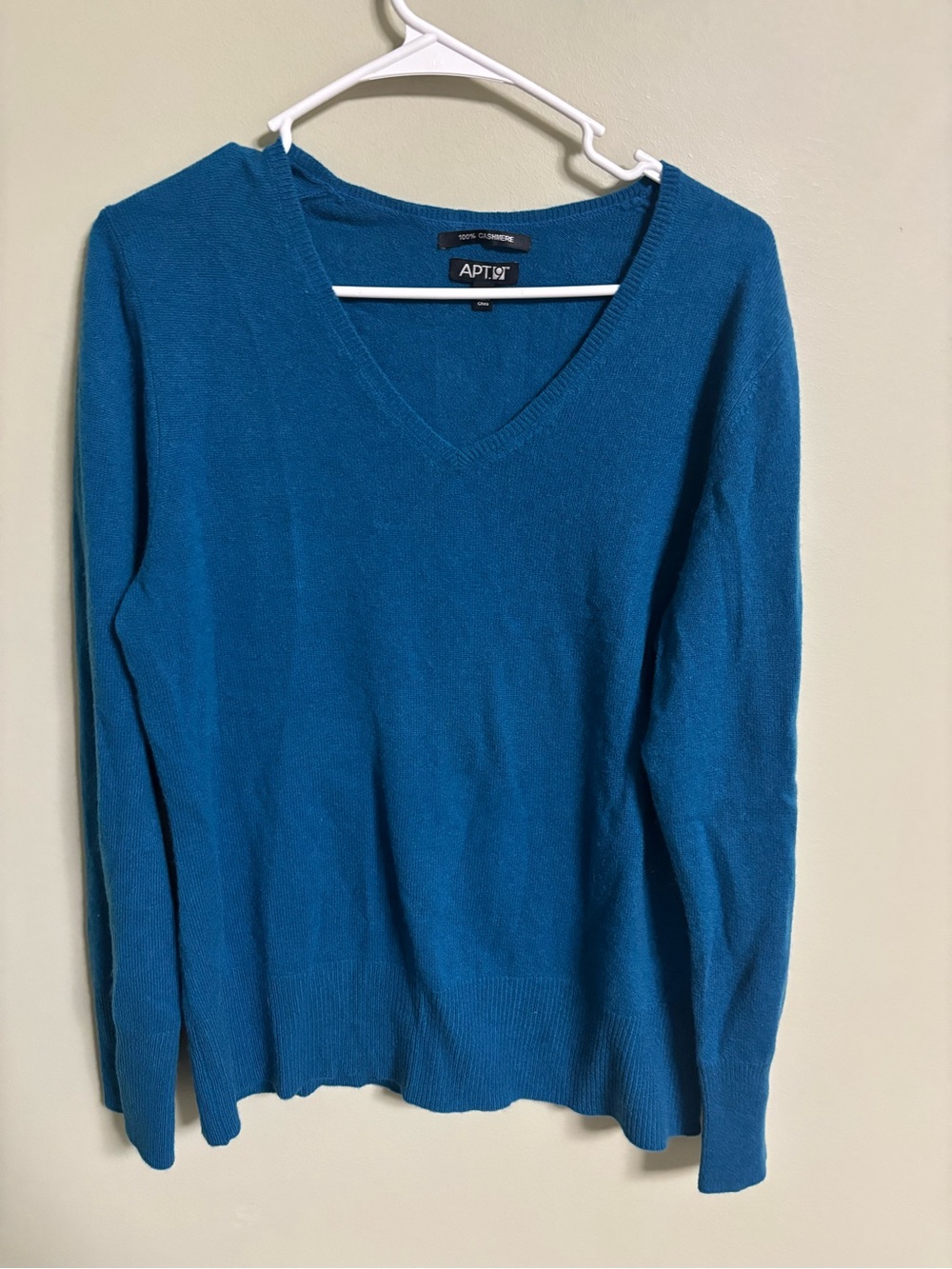 Apt. 9 100% Cashmere V-neck Sweater Blue Womens Size XL Soft Pullover Solid